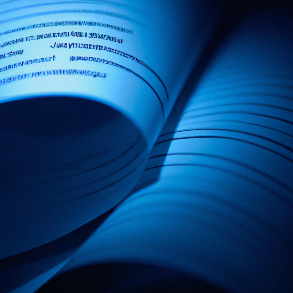 Ilustración legal abstracta con pergamino y líneas azules