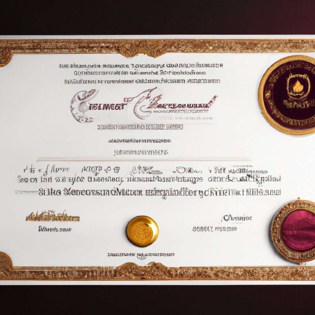 Ejemplo detallado de certificado digital elegante con tipografía minimalista y bordes dorados